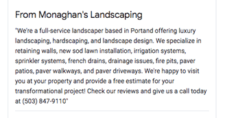Monaghan's Landscaping service details
