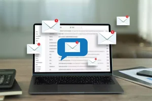 Laptop screen with new email notifications representing effective email marketing campaigns for seasonal landscaping services.